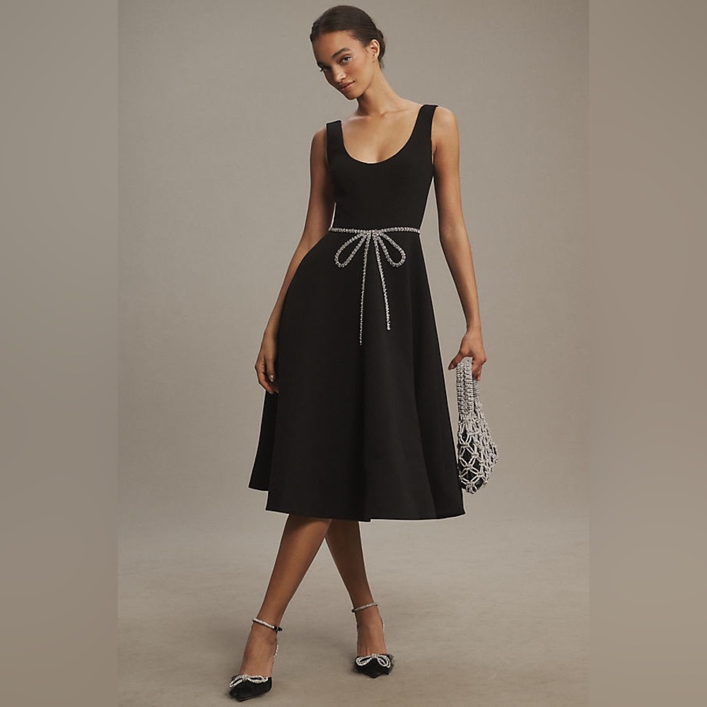 Helsi Helena Crystal Bow Fit & Flare Midi Dress S